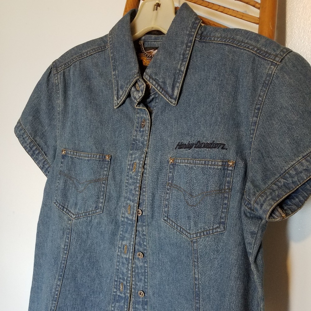 Denim Harley Davidson Womens Top